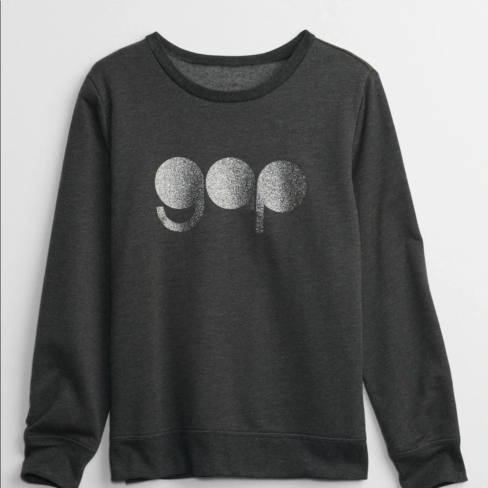 NWT Gap Lpogo Crewneck Sweatshirt True Black Medium - Picture 2 of 4